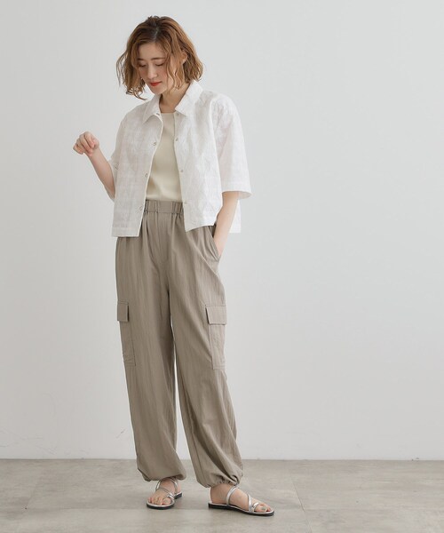 grove(グローブ)の「【ひんやり】2WAYツイルカーゴパンツ(その他パンツ・レディース・カーキ/チャコールグレー/ナチュラル・01/02/03/04/05)」の18枚目の写真