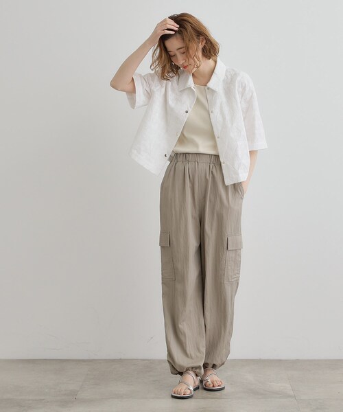 grove(グローブ)の「【ひんやり】2WAYツイルカーゴパンツ(その他パンツ・レディース・カーキ/チャコールグレー/ナチュラル・01/02/03/04/05)」の19枚目の写真