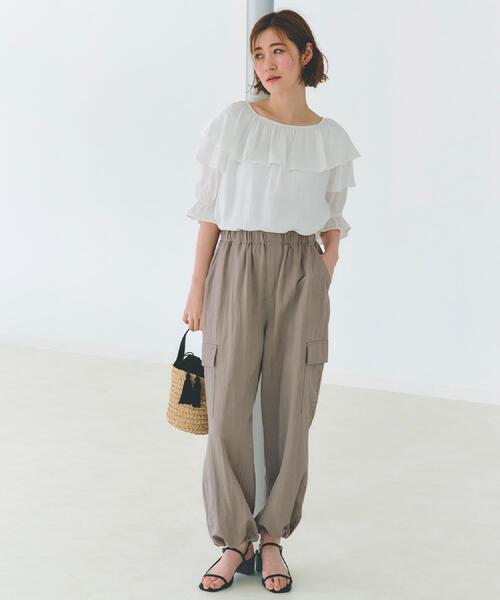 grove(グローブ)の「【ひんやり】2WAYツイルカーゴパンツ(その他パンツ・レディース・カーキ/チャコールグレー/ナチュラル・01/02/03/04/05)」の20枚目の写真
