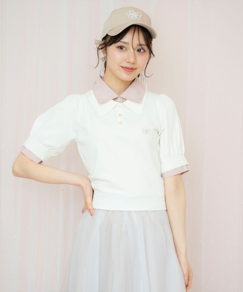 WILLSELECTION（ウィルセレクション）の「レイヤード風ポロニット（ニット/セーター・レディース・ピンク/グレー/オフホワイト/ネイビー・FREE）」の10枚目の写真