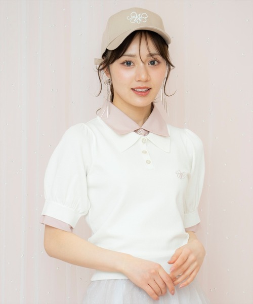 WILLSELECTION（ウィルセレクション）の「レイヤード風ポロニット（ニット/セーター・レディース・ピンク/グレー/オフホワイト/ネイビー・FREE）」の12枚目の写真
