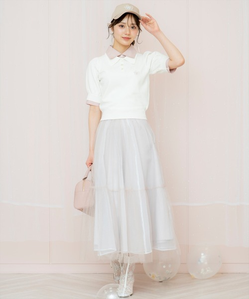 WILLSELECTION（ウィルセレクション）の「レイヤード風ポロニット（ニット/セーター・レディース・ピンク/グレー/オフホワイト/ネイビー・FREE）」の19枚目の写真