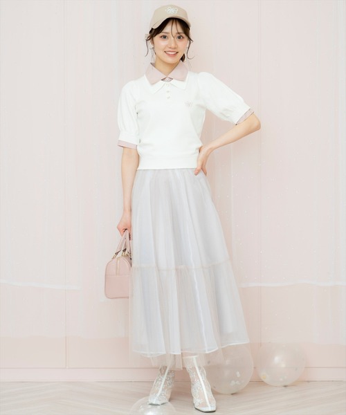 WILLSELECTION（ウィルセレクション）の「レイヤード風ポロニット（ニット/セーター・レディース・ピンク/グレー/オフホワイト/ネイビー・FREE）」の21枚目の写真