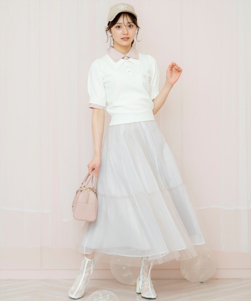 WILLSELECTION（ウィルセレクション）の「レイヤード風ポロニット（ニット/セーター・レディース・ピンク/グレー/オフホワイト/ネイビー・FREE）」の22枚目の写真
