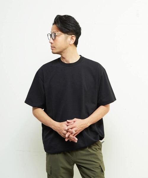 MEN'S MELROSE(メンズメルローズ)の「プライムフレックスドットメッシュハイファンクショナルTシャツ(Tシャツ/カットソー・メンズ・ブラック/チャコールグレー/ライトグレー・4/3)」の2枚目の写真
