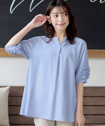 m-premier 綺麗な水色 パフスリーブ シャツ m-premier 綺麗な水色 パフスリーブ シャツ