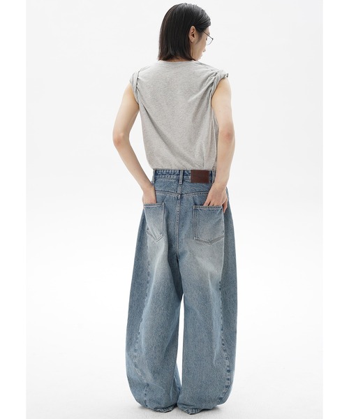 ルーズフィット サイドポケット シミター デニムパンツ NZK6231
