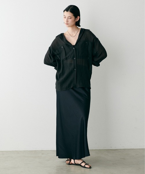 【美品】LARUTA　シアーサファリポケット付きシャツ セール】【LARUTA】シアーサファリポケット付きシャツ（シャツ