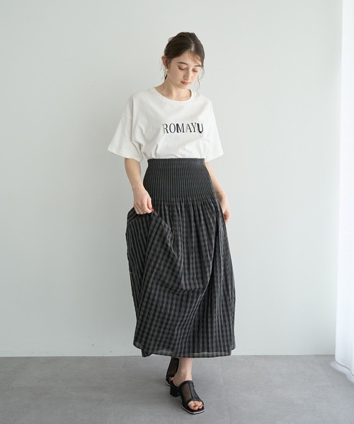 YECCA VECCA(イェッカヴェッカ)の「リバーシブルチェックフレアスカート(スカート・レディース・アイボリー/チャコールグレー・FREE)」の13枚目の写真