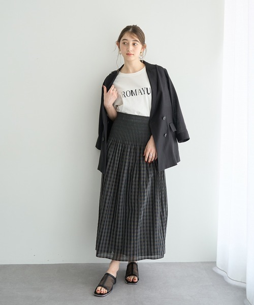 YECCA VECCA(イェッカヴェッカ)の「リバーシブルチェックフレアスカート(スカート・レディース・アイボリー/チャコールグレー・FREE)」の16枚目の写真