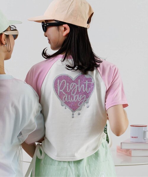 algy（アルジー）の「【接触冷感】ハートモチーフラグラン半袖T（Tシャツ/カットソー・キッズ・ネイビー/ブルー/ピンク/ミント・SMALL/MEDIUM/X-SMALL/XX-SMALL）」の4枚目の写真