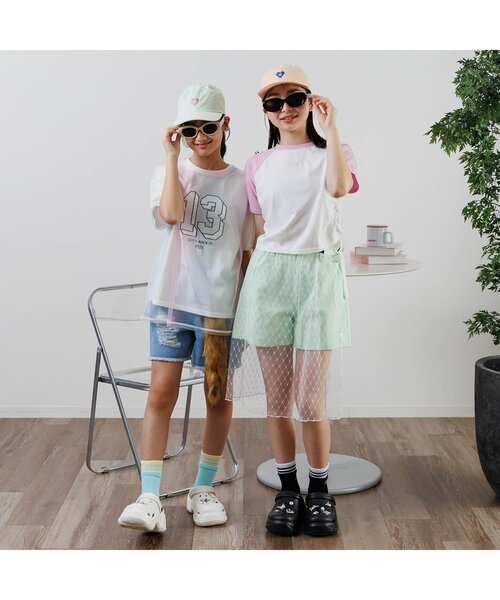 algy（アルジー）の「【接触冷感】ハートモチーフラグラン半袖T（Tシャツ/カットソー・キッズ・ネイビー/ブルー/ピンク/ミント・SMALL/MEDIUM/X-SMALL/XX-SMALL）」の5枚目の写真