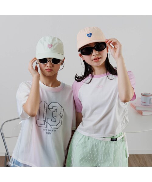 algy（アルジー）の「【接触冷感】ハートモチーフラグラン半袖T（Tシャツ/カットソー・キッズ・ネイビー/ブルー/ピンク/ミント・SMALL/MEDIUM/X-SMALL/XX-SMALL）」の7枚目の写真