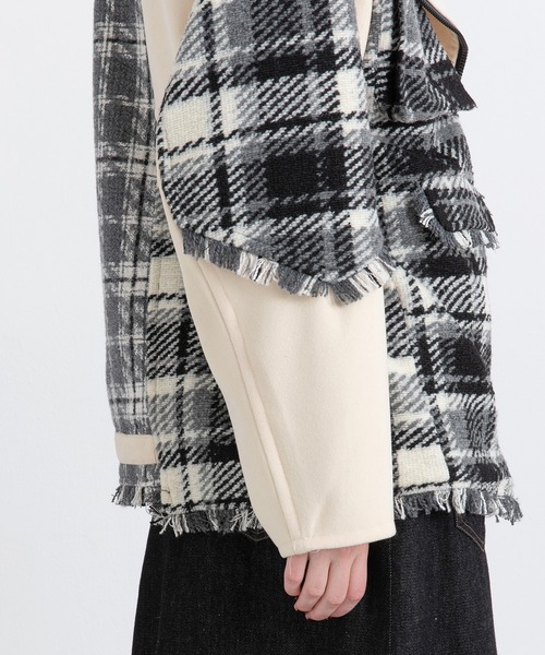 AULA AILA（アウラアイラ）の「チェックコンビネーションブルゾン（ブルゾン・レディース・カーキ/アイボリー/ブラック・0）」の19枚目の写真