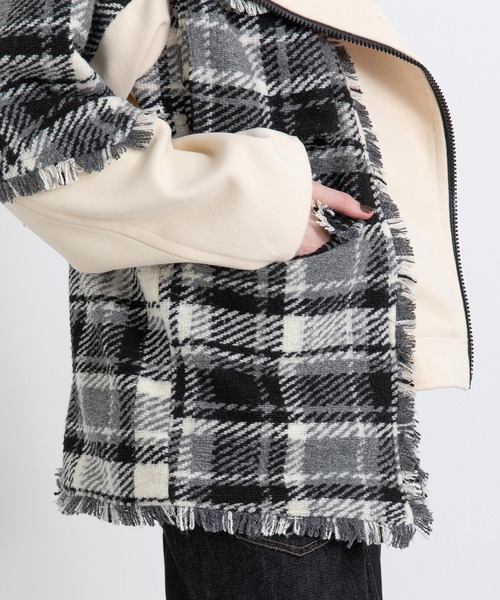 AULA AILA（アウラアイラ）の「チェックコンビネーションブルゾン（ブルゾン・レディース・カーキ/アイボリー/ブラック・0）」の17枚目の写真