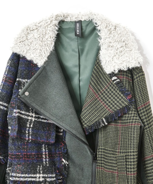 AULA AILA（アウラアイラ）の「チェックコンビネーションブルゾン（ブルゾン・レディース・カーキ/アイボリー/ブラック・0）」の14枚目の写真