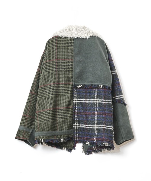 AULA AILA（アウラアイラ）の「チェックコンビネーションブルゾン（ブルゾン・レディース・カーキ/アイボリー/ブラック・0）」の6枚目の写真