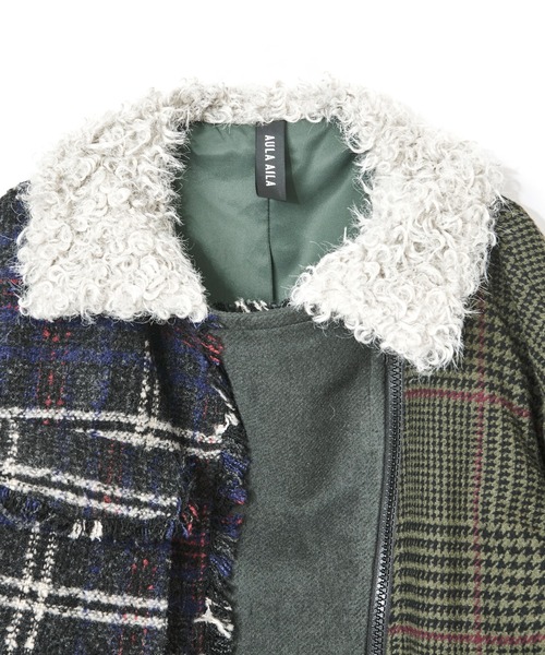 AULA AILA（アウラアイラ）の「チェックコンビネーションブルゾン（ブルゾン・レディース・カーキ/アイボリー/ブラック・0）」の12枚目の写真
