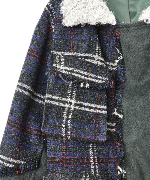 AULA AILA（アウラアイラ）の「チェックコンビネーションブルゾン（ブルゾン・レディース・カーキ/アイボリー/ブラック・0）」の11枚目の写真