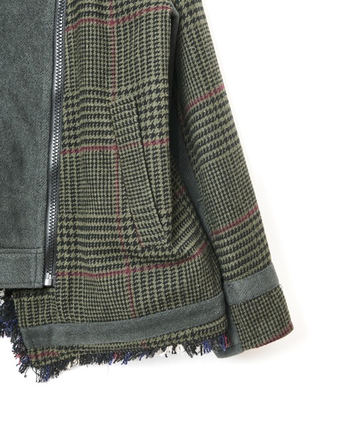 AULA AILA（アウラアイラ）の「チェックコンビネーションブルゾン（ブルゾン・レディース・カーキ/アイボリー/ブラック・0）」の9枚目の写真