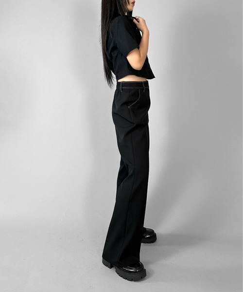 LVEU.（ラブユ.）の「【LVEU.】ウエストデザイン半袖クロップドシャツ / トップス シャツ 半袖 クロップド ショート 韓国 韓国ファッション ブラック ホワイト ブルー ZOZOTOWN限定（シャツ/ブラウス・レディース・ホワイト/ブラック/ブルー・FREE）」の21枚目の写真