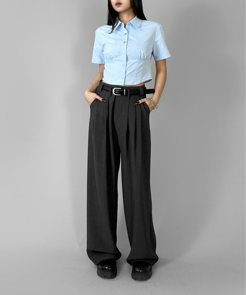 LVEU.（ラブユ.）の「【LVEU.】ウエストデザイン半袖クロップドシャツ / トップス シャツ 半袖 クロップド ショート 韓国 韓国ファッション ブラック ホワイト ブルー ZOZOTOWN限定（シャツ/ブラウス・レディース・ホワイト/ブラック/ブルー・FREE）」の16枚目の写真