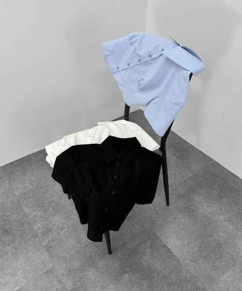 LVEU.（ラブユ.）の「【LVEU.】ウエストデザイン半袖クロップドシャツ / トップス シャツ 半袖 クロップド ショート 韓国 韓国ファッション ブラック ホワイト ブルー ZOZOTOWN限定（シャツ/ブラウス・レディース・ホワイト/ブラック/ブルー・FREE）」の22枚目の写真