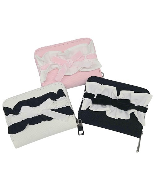 lilLilly（リルリリー）の「キャンバスフリルミニウォレット（財布・レディース・ブラック/ホワイト/ピンク・FREE）」の4枚目の写真