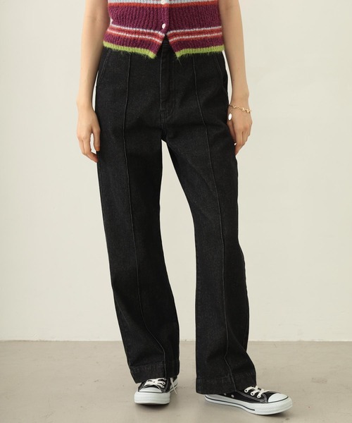 MILKFED.（ミルクフェド）の「CENTER PLEAT DETAIL DENIM PANTS（デニムパンツ・レディース・ブラック/ライトブルー・S/M）」の15枚目の写真