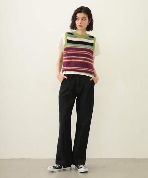 MILKFED.（ミルクフェド）の「CENTER PLEAT DETAIL DENIM PANTS（デニムパンツ・レディース・ブラック/ライトブルー・S/M）」の20枚目の写真