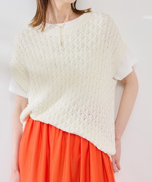 ROPE' PICNIC(ロペピクニック)の「ポップコーン編みニットベスト(ベスト・レディース・ホワイト/クリーム/ブルー系その他6・38)」の2枚目の写真