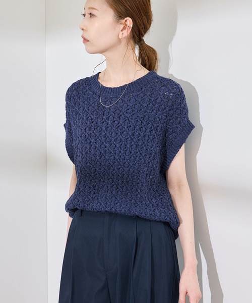 ROPE' PICNIC(ロペピクニック)の「ポップコーン編みニットベスト(ベスト・レディース・ホワイト/クリーム/ブルー系その他6・38)」の11枚目の写真