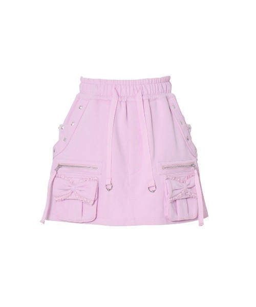 AVENCHUMU(アバンチュウム)の「Ribbon pocket studded sweat skirt(スカート・レディース・ピンク/ブラック/グレー・FREE)」の3枚目の写真