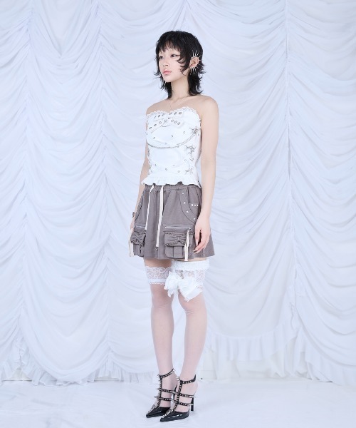 スカート Ribbon pocket studded sweat skirt Ribbon pocket studded sweat skirt（スカート）｜AVENCHUMU