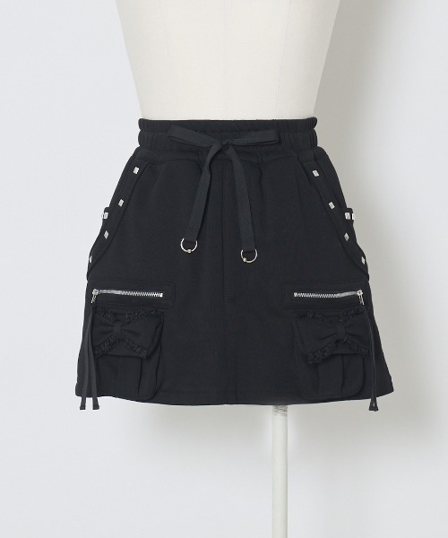 AVENCHUMU(アバンチュウム)の「Ribbon pocket studded sweat skirt(スカート・レディース・ピンク/ブラック/グレー・FREE)」の12枚目の写真