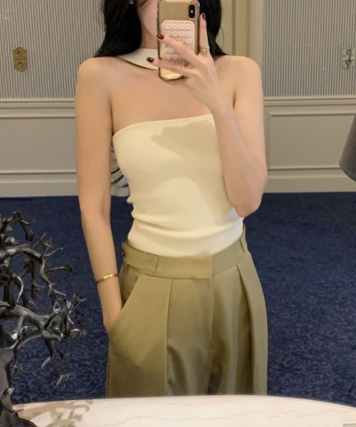 gossip!ロサンゼルス(ゴシップロサンゼルス)の「チョーカー風ストラップ チューブトップ(チューブトップ・レディース・オフホワイト/ブラック・FREE)」の11枚目の写真