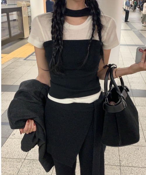 gossip!ロサンゼルス(ゴシップロサンゼルス)の「チョーカー風ストラップ チューブトップ(チューブトップ・レディース・オフホワイト/ブラック・FREE)」の8枚目の写真