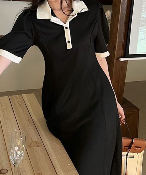 SPIGA(スピーガ)の「衿、袖配色ポロワンピース(ワンピース・レディース・グレー/ブラック・X-LARGE/LARGE/MEDIUM/SMALL)」の17枚目の写真