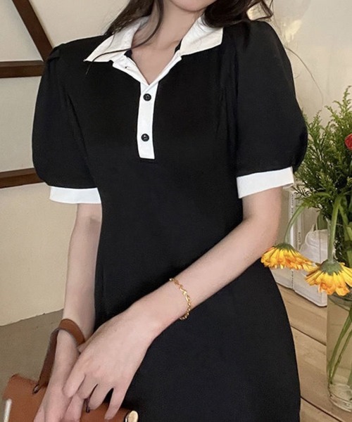 SPIGA(スピーガ)の「衿、袖配色ポロワンピース(ワンピース・レディース・グレー/ブラック・X-LARGE/LARGE/MEDIUM/SMALL)」の16枚目の写真