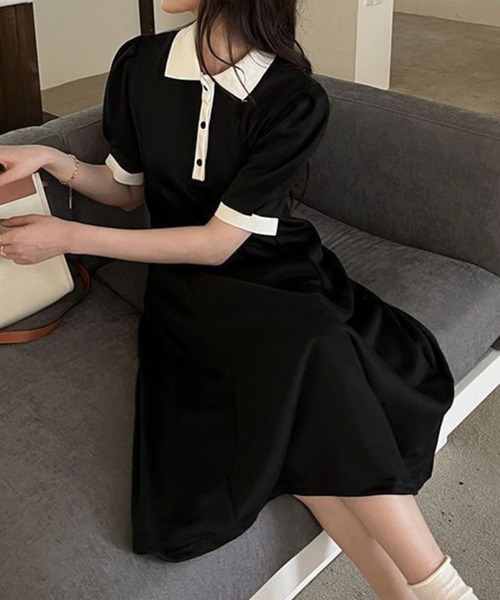 SPIGA(スピーガ)の「衿、袖配色ポロワンピース(ワンピース・レディース・グレー/ブラック・X-LARGE/LARGE/MEDIUM/SMALL)」の13枚目の写真