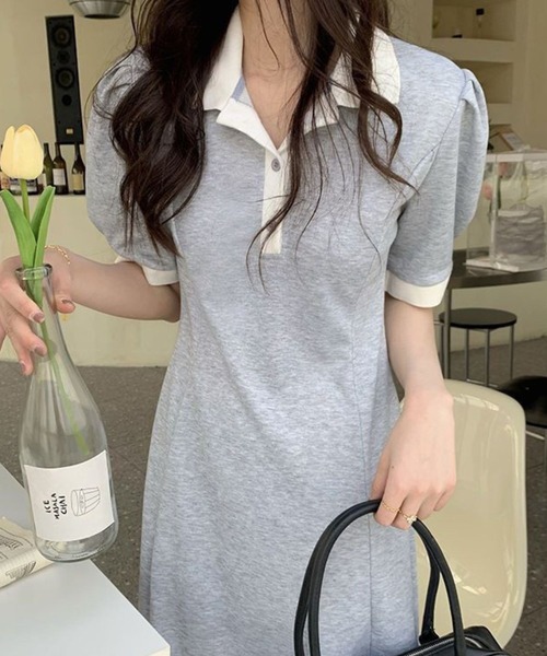 SPIGA(スピーガ)の「衿、袖配色ポロワンピース(ワンピース・レディース・グレー/ブラック・X-LARGE/LARGE/MEDIUM/SMALL)」の9枚目の写真