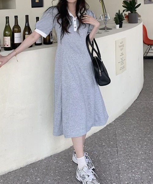 SPIGA(スピーガ)の「衿、袖配色ポロワンピース(ワンピース・レディース・グレー/ブラック・X-LARGE/LARGE/MEDIUM/SMALL)」の8枚目の写真