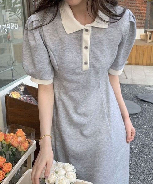 SPIGA(スピーガ)の「衿、袖配色ポロワンピース(ワンピース・レディース・グレー/ブラック・X-LARGE/LARGE/MEDIUM/SMALL)」の4枚目の写真