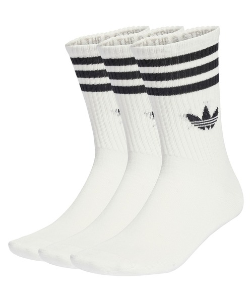 adidas(アディダス)の「adidas 3S CREW S 3P / アディダス 3 ストライプ クルー ソックス 3P(ソックス/靴下・メンズ・ホワイト・S/M/L)」の1枚目の写真