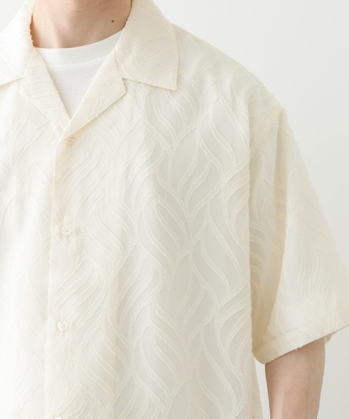 ITEMS URBANRESEARCH（アイテムズ アーバンリサーチ）の「ウェーブカッティングオープンカラーシアーシャツ（シャツ/ブラウス・メンズ・オフホワイト/ブラック・MEDIUM/LARGE）」の7枚目の写真