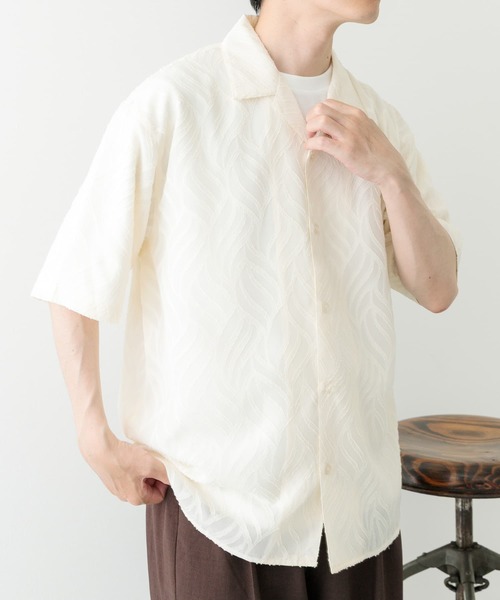 ITEMS URBANRESEARCH（アイテムズ アーバンリサーチ）の「ウェーブカッティングオープンカラーシアーシャツ（シャツ/ブラウス・メンズ・オフホワイト/ブラック・MEDIUM/LARGE）」の8枚目の写真