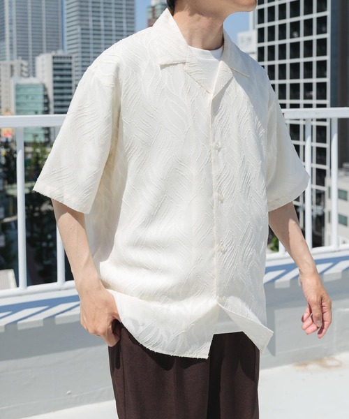 ITEMS URBANRESEARCH（アイテムズ アーバンリサーチ）の「ウェーブカッティングオープンカラーシアーシャツ（シャツ/ブラウス・メンズ・オフホワイト/ブラック・MEDIUM/LARGE）」の12枚目の写真
