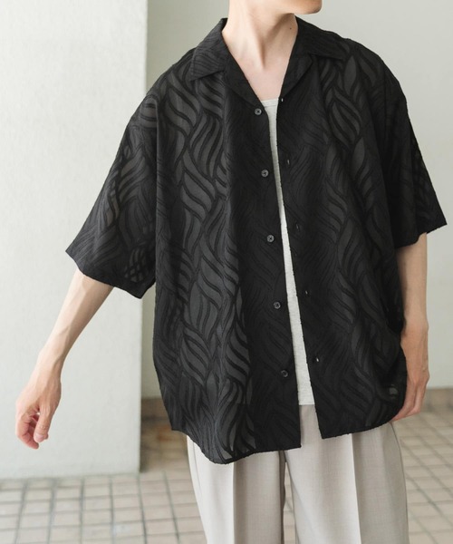 ITEMS URBANRESEARCH（アイテムズ アーバンリサーチ）の「ウェーブカッティングオープンカラーシアーシャツ（シャツ/ブラウス・メンズ・オフホワイト/ブラック・MEDIUM/LARGE）」の17枚目の写真