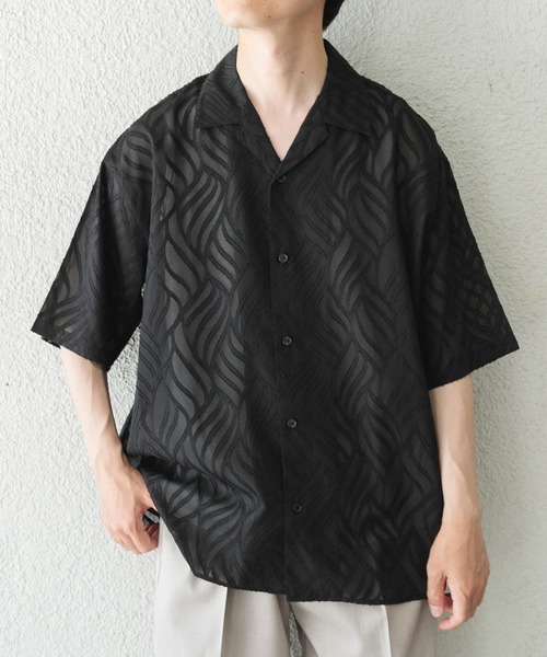 ITEMS URBANRESEARCH（アイテムズ アーバンリサーチ）の「ウェーブカッティングオープンカラーシアーシャツ（シャツ/ブラウス・メンズ・オフホワイト/ブラック・MEDIUM/LARGE）」の20枚目の写真