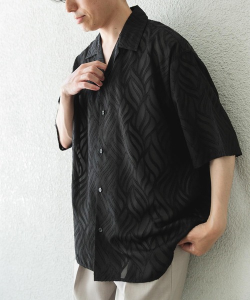 ITEMS URBANRESEARCH（アイテムズ アーバンリサーチ）の「ウェーブカッティングオープンカラーシアーシャツ（シャツ/ブラウス・メンズ・オフホワイト/ブラック・MEDIUM/LARGE）」の22枚目の写真